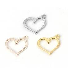 DoreenBeads Fashion Zinc Based Alloy Pendant Charms Heart Silver Color Gold Color Jewelry DIY Findings 16mm x 13mm, 10 PCs 2024 - buy cheap