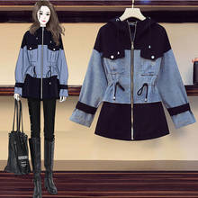 Boutique Oversize Spring 2021 New Women's Denim Coat Vintage Denim Outerwear Hoodies Female Overcoat Long-sleeved Jeans Jacket 2024 - buy cheap