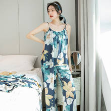 Pyjama Pour Femme New 2021 Thin Summer Pajamas Women Sexy Sling Sleepwear Lingerie Set Print Casual Loose Ladie's Pijamas Suit 2024 - buy cheap