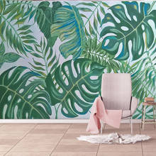 Papel de parede com foto personalizada 3d, plantas tropicais, folhas, murais, sala de estar, quarto, pintura de fundo de parede, modernas, simples, papel de parede 3d 2024 - compre barato