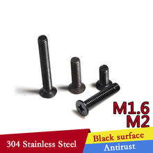 304 Stainless Steel Black Cross Flat Machine Screw M1.6 M2 M2.5 2024 - buy cheap