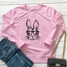 Cute Easter Hipster Bunny Witch Glasses Sweatshirt Funny Women Christian Holiday Gift Pullovers Kawaii Hoppy Easter Sweatshirts 2024 - buy cheap