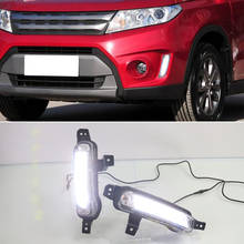 1 Pair Car LED Daytime Running Light DRL For Suzuki Vitara 2015 2016 2017 2018 2019 2020 Fog lamp with yellow Turn Signal 2024 - buy cheap