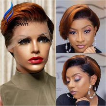 Alicrown Ombre Pixie Cut Wigs  Short Lace Front Human Hair Wigs 180% Density Brazilian Pixie Wigs Non-Remy Middle Ration 2024 - buy cheap