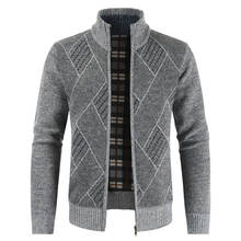 Suéter masculino de malha de caxemira, cardigã quente tricotado com zíper moda outono inverno 3xl 2024 - compre barato