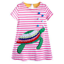 Girls Dress Summer Casual Kids Child Clothes Knee Length Princess Cotton Embroidery Turtle Costume Short Sleeve for Girl 1-6Y 2024 - buy cheap
