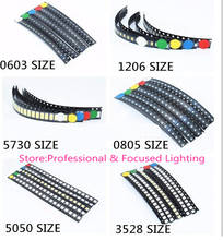 5 x 100pcs/Color=500pcs New 2835 5050 5730 3528 1206 0805 0603 0402 Red/Green/Blue/White/Yellow SMD LED kit 2024 - buy cheap