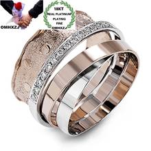 OMHXZJ Wholesale RR1245 European Fashion Fine Woman Party Birthday Wedding Gift Multi Layer AAA Zircon 18KT White Rose Gold Ring 2024 - buy cheap