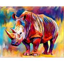 GATYZTORY DIY Painting By Numbers rhinoceros and Cattle Animals HandPainted Oil Painting Drawing On Canvas Unique Gift Home Deco 2024 - buy cheap