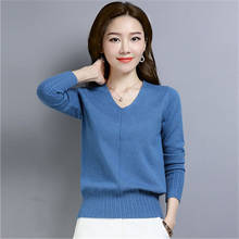 Autumn Knitted Sweater Pullover Women V-Neck Casual Long Sleeve Pull Femme Female Short Clothes Loose Jumper Ladies Tops A525 2024 - buy cheap