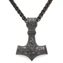 Martelo thor antigo, colar de amuleto viking de mjolnir com nó irregular, joias pingentes 2024 - compre barato