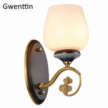 Estilo chinês de vidro da lâmpada parede do vintage arandela luminárias ouro led espelho luzes do banheiro quarto casa arte deco luminária 2024 - compre barato