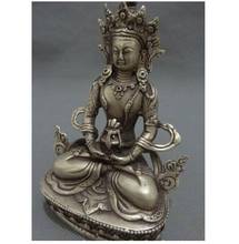 Tibet Silver Buddhism Amitayus Longevity God Goddess Buddha GuanYin Statue 2024 - buy cheap