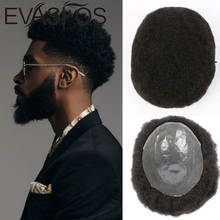 EVASFOS Afro Men Toupee Full Thin Skin Natural Human Hair Wigs 8x10 Inches Kinky Curly Hair System Replacement Natural Toupee 2024 - buy cheap