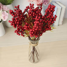 Vermelho berry escolher holly ramo grinalda árvore pendurado decoração flores falsas no vaso 2024 - compre barato