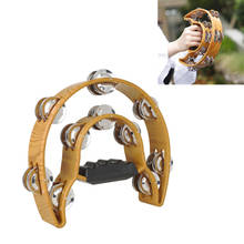 1pcs Mini Wooden Kids Double-layer Tambourine Percussion Learning Toy Instrument Drum bell with Wooden Handle 2024 - buy cheap