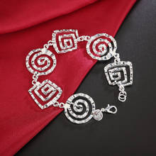 New 925 Sterling Silver Bracelet Pattern Square Bracelet For Woman Charm Jewelry Wedding Gift 2024 - buy cheap