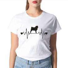 Summer Harajuku Shirt Tee Shirt Femme Funny Pug Heartbeat Lifeline Print T Shirt Women Tops Casual Plus Size Camisas De Mujer 2024 - buy cheap