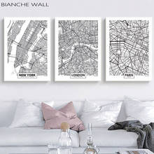 Нью-Йорк, Париж, Берлинский город, черная белая карта, абстрактный холст, Постер, настенная живопись, скандинавский рисунок, домашнее украшение 2024 - купить недорого