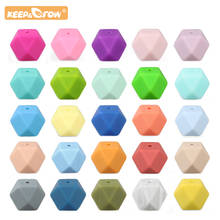 100pcs 14MM Baby Silicone Hexagon Teething Beads Baby Teething Toy BPA Free Necklace Pacifier Pendant For DIY Product Beads 2024 - купить недорого