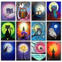 New Diamond painting Cartoon Moonlight sunset Owl cat 5D DIY Full Square Drill embroidery Cross stitch Round mosaic Drawing 894 2024 - buy cheap