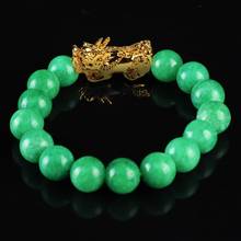 Golden Bracelet For Women Men Green Beads Couple Bracelet Bring Lucky Brave Wealth Feng Shui Bracelets for men 2024 - buy cheap