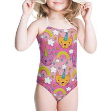 HYCOOL-bañadores de una pieza para niños y niñas, traje de baño con diseño de ballena y gato, con cuernos de arcoíris, para guardería 2024 - compra barato