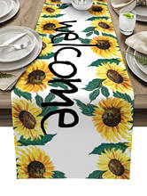 Camino de mesa con diseño de girasol y flores, Mantel y mantel para mesa de comedor y boda 2024 - compra barato