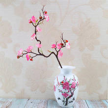 Ameixa flores de cerejeira flores de seda artificial flores sakura ramos de árvore casa mesa sala estar decoração do casamento diy 2024 - compre barato
