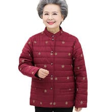 Casaco de algodão de meia-idade e idoso feminino, 60-70 -80 anos, impressão de outono, inverno, casual, jaqueta fina, sobretudo, tamanho grande 4xl k1033 2024 - compre barato