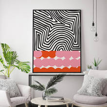 Póster minimalista de líneas negras abstractas modernas, pintura en lienzo, arte de pared, imagen nórdica, sala de estar impresión para, decoración única del hogar 2024 - compra barato