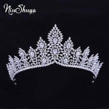 NiuShuya-Tiaras elegantes de Zirconia cúbica para novia, tocados de corona de reina de boda, tocado de circonia cúbica, joyería para el cabello para fiesta de desfile, acceso 2024 - compra barato