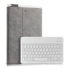 Capa traseira de couro pu para pc, capa para ipad 10.2 7ª geração a2200 a2198 a2232 capa estilo retrô sem fio bluetooth + caneta 2024 - compre barato