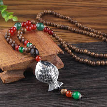 Antique Elephant Pendants Necklace Men Sweater Chain Beads Vintage Wooden Necklaces for Women Ethnic Jewelry Wholesale 2024 - buy cheap