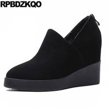 Zapatos de tacón alto de punta redonda con plataforma oculta para mujer, calzado de marca de moda extrema, con cremallera negra de piel, 2021 2024 - compra barato