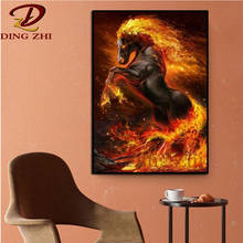 Pintura de diamante 5D de Animal, cuadro de caballo de fuego, bordado de mosaico artesanal, punto de cruz, decoración para el hogar, regalo 2024 - compra barato