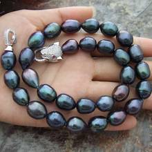 AAA 11-13mm Natural South Sea Baroque Black Pearl Necklace 18 Inch Leopard Clasp 2024 - buy cheap