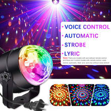 Controle de som remoto bola de discoteca colorido projetor laser luz rotação rgb led luz palco para o natal luzes festa casamento 2024 - compre barato