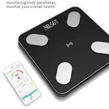 Balança de gordura corporal inteligente, balança led bmi digital sem fio para banheiro, bluetooth com aplicativo para android e ios 2024 - compre barato