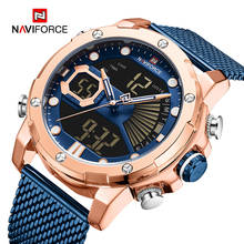 Naviforce relógio esportivo masculino, relógio de pulso impermeável com pulseira de malha de aço e luminoso militar de quartzo para homens 2024 - compre barato