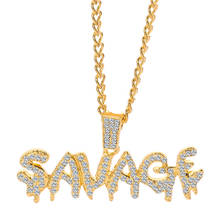Goth Bling Savage, ожерелье с надписью и кулон, блестящая цепочка со льдом, ожерелье в стиле панк, колье в стиле хип-хоп, ювелирное изделие, воротник Hombre 2024 - купить недорого