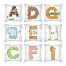 English alphabet 45*45cm single-sided printing polyester pillow case home decor sofa cushion cover without pillow core Cojines 2024 - buy cheap