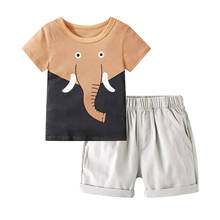 Summer Boys Clothes Sets Cartoon Dinosaur Elephant CottonT Shirt + Sports Short Pants Leisure Children KidsSandy Beach Clothing 2024 - buy cheap