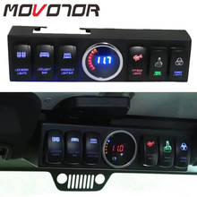 Módulo de 6 interruptores basculantes con sistema de Control y fuente, luz trasera azul para Jeep Wrangler JK JKU 2007-2018, 1 Juego 2024 - compra barato