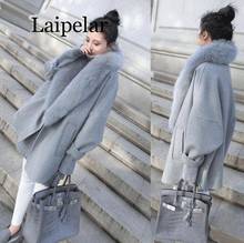 High quality women's clothing large fur collar wool coat 2019 Korean large size long blended Parker coats autumn winter overcoat 2024 - buy cheap