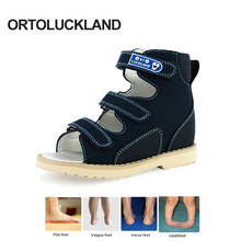 Ortoluckland New Children Sandals Boys Orthopedic Nubuck Leather Shoes Toddler Kids Dark Blue Casual Corrective Flat Footwear 2024 - buy cheap