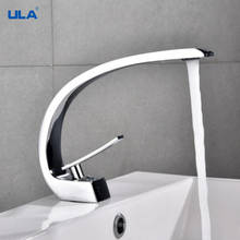 ULA-grifo de lavabo cromado negro para baño, mezclador de agua fría y caliente, grúa, cascada 2024 - compra barato