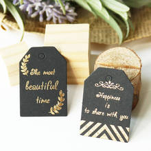 Etiquetas de regalo con estampado dorado, etiquetas de papel a rayas de hojas para embalaje, bricolaje, decoración de regalo de boda, 48 Uds. 2024 - compra barato