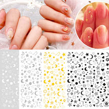 3D Nail Sticker Black Gold Moon Sticker White Silver Decals Design Self Adhesive Stars Nails Decoration Art Sticker for Manicure 2024 - buy cheap