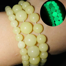 Contas luminosas amarelas com pedra natural brilha no escuro, verde redondo, espaçador solto para fazer joias, pulseira diy 15 ''6/8/10mm 2024 - compre barato